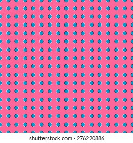 Seamless pattern of blue circles constituting an optical illusion as if the move on a pink background