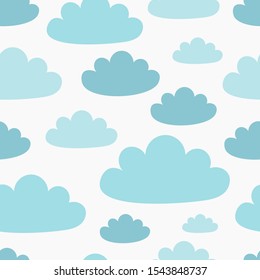Seamless pattern with blue clouds, wrapping paper, background