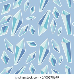 Seamless pattern in blue colors with ice crystals