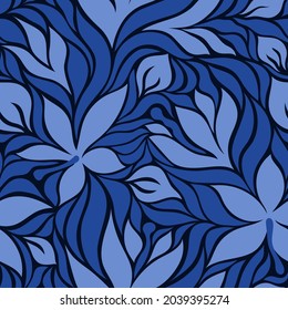 Seamless pattern with blue colors on a black background in a vector