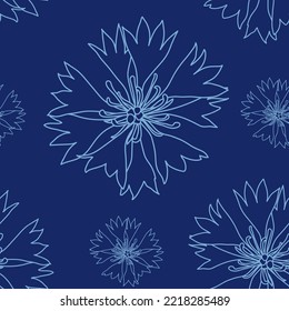 seamless pattern with blue cornflowers flowers, Floral graphic design