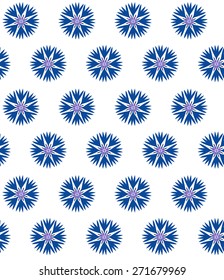 Seamless pattern with blue cornflowers on white background