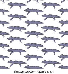 seamless pattern with blue crocodile, print for clothes, vector graphic