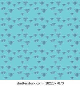 Seamless pattern with blue crystals on a turquoise background