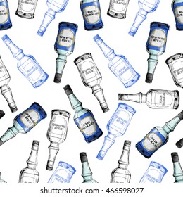 Seamless pattern with blue curacao.