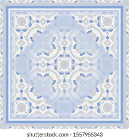 Seamless pattern in blue for decoration. Print for paper wallpaper, tiles, textiles, neckerchief. Scarf design.