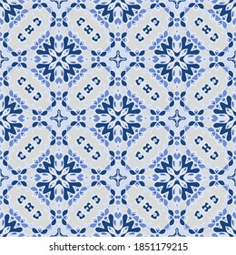 Seamless pattern in blue for decoration. Print for paper wallpaper, tiles, textiles.
