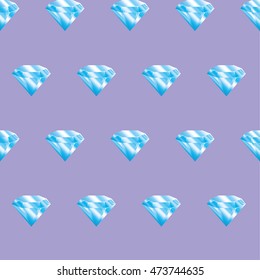 Seamless pattern blue diamonds on violet background. Brilliants