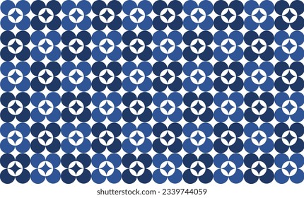  seamless pattern with blue dot diamond and flowers repeat style replete image design for fabric printing chess board 