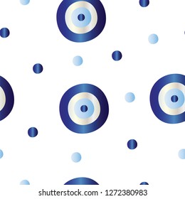 seamless pattern with blue evil eye vector on white background