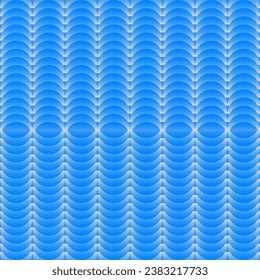 Seamless pattern of blue fish scales on a white background.