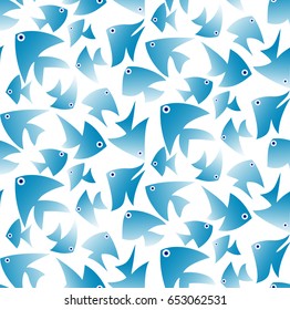 seamless pattern of blue fishes