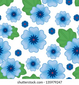 Seamless pattern with blue flower