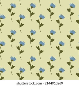 seamless pattern with blue flower