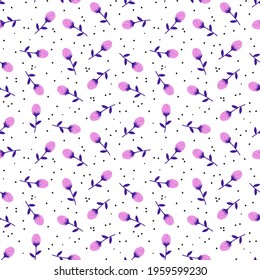 Seamless pattern with blue flower buds