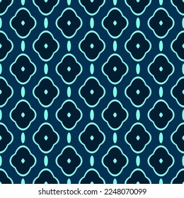 Seamless pattern of blue flower icons