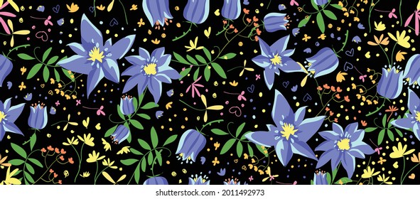 Ilustración de la acuarela de las flores azules sin foco. diseño vectorial para moda, tela, papel pintado y todas las impresiones en color de fondo de la tierra.