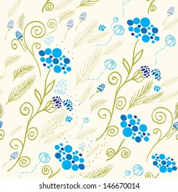 seamless pattern with blue flowers