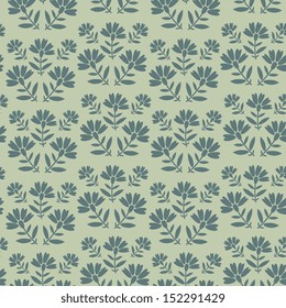 Seamless pattern with blue flowers