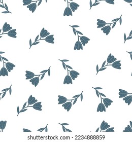 Seamless pattern with blue flowers.