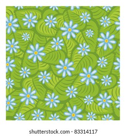 seamless pattern with blue flowers