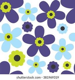 seamless pattern with blue flowers design background