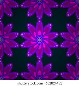 Seamless pattern with blue flowers. Floral watercolor seamless background. Vector textile print for bed linen, jacket, package design, fabric and fashion concepts.