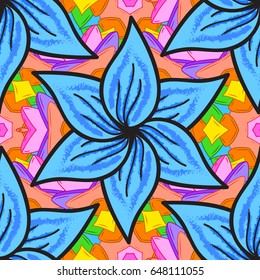 Seamless pattern with blue flowers. Floral watercolor seamless background. Vector textile print for bed linen, jacket, package design, fabric and fashion concepts.