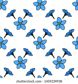 Seamless pattern with blue flowers forget-me-not for fabric, textile, clothes, tablecloth and other things. Vector image. 