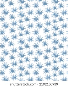 Seamless pattern with blue flowers isolated on a white background