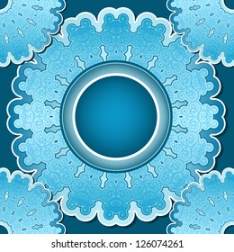 Seamless pattern with blue flowers large, the effect of labels