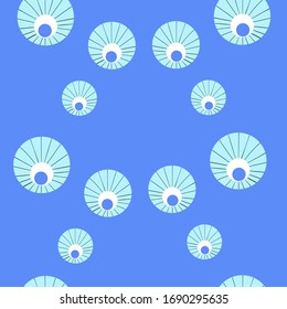 Seamless pattern with blue flowers on a blue background. Use for fabric, wrapping paper, wallpaper, print, backdrops, baby clothes, napkins, bags, merchandise, clothing, and artwork.