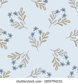 Seamless pattern with blue 
flowers on a blue background. Can be used for napkins, wrapping paper, fabric, tablecloth, curtains, as a background, for packaging.