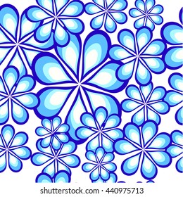 seamless pattern of blue flowers on a white background