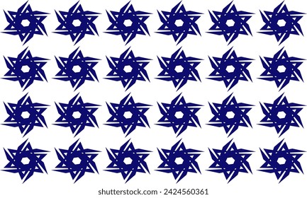 Nahtloses Muster mit blauen Blumen, Nahtloses Muster mit blauen Sternen auf weißem Hintergrund. Blaue Blume Nahtloses Muster in Blau und Weiß. Vektor-Illustration, Design für Stoffdruck, Hintergrund
