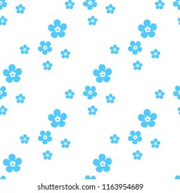 Seamless pattern of blue flowers, vector
