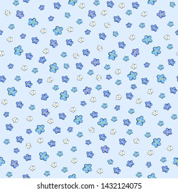 Seamless pattern with blue Forget-me-flowers. Vector background