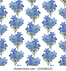 Nahtlose Muster von blauen vergessenen nicht Blumen. Stock-Vektorgrafik eps10.