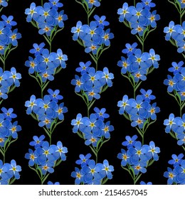 Seamless pattern of blue forget-me-not flowers. Stock vector illustration eps10.