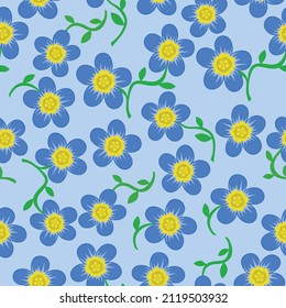 Seamless pattern of blue forget-me-nots.Flower background.