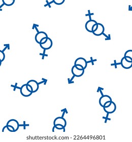 Seamless pattern with blue gender symbols
