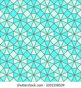 Seamless pattern with blue geometric grid of triangles and rhombuses. Vector abstract modern background.