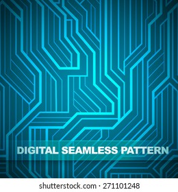 seamless pattern, blue geometric model, abstract digital design with stripes