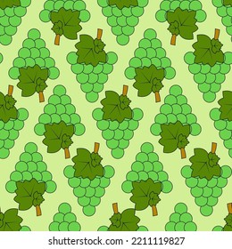 Seamless pattern with blue grapes on a white background