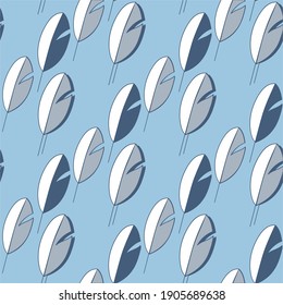 seamless pattern blue gray feathers vector 