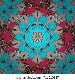 Seamless pattern with blue, gray and pink flowers. Floral watercolor seamless background. Vector textile print for bed linen, jacket, package design, fabric and fashion concepts.