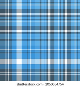 Seamless pattern in blue, gray and white colors for plaid, fabric, textile, clothes, tablecloth and other things. Vector image. 