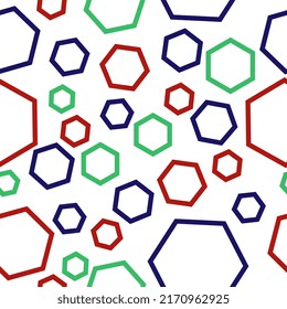 Seamless pattern blue green red hexagonal