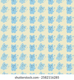 Seamless pattern with blue gummy bears