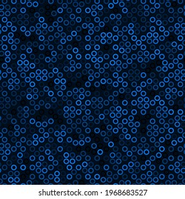 Seamless pattern with blue halftone rings ordered grid vector illustration